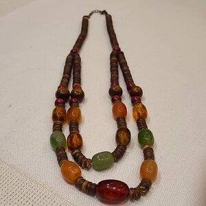 4/$20π€ BOHO Wood and Bauble Bead Necklace